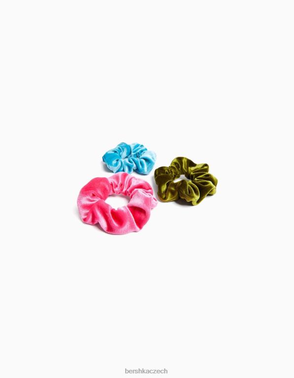 ženy Bershka sada 3 sametových scrunchies P88442576 Příslušenství fuchsie