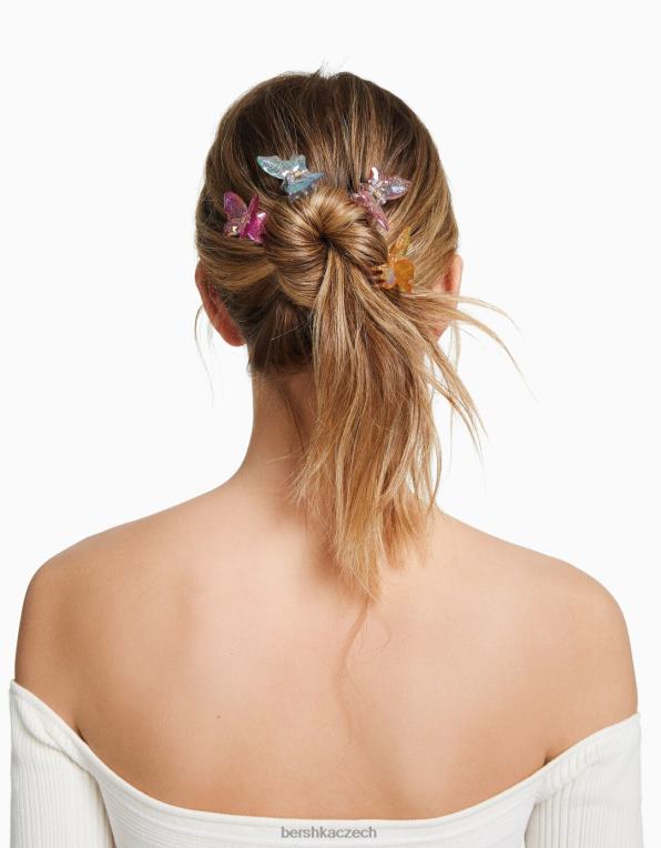 ženy Bershka sada 4 barevných motýlkových spon do vlasů P88442573 Příslušenství fialový