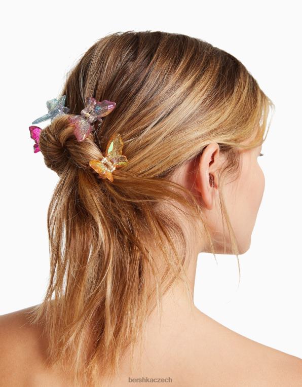 ženy Bershka sada 4 barevných motýlkových spon do vlasů P88442573 Příslušenství fialový