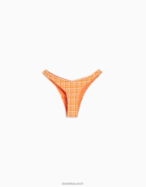 ženy Bershka gingham check spodky bikin P88441800 oblečení oranžový