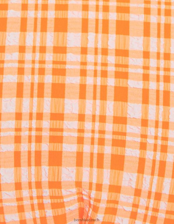 ženy Bershka gingham check spodky bikin P88441800 oblečení oranžový