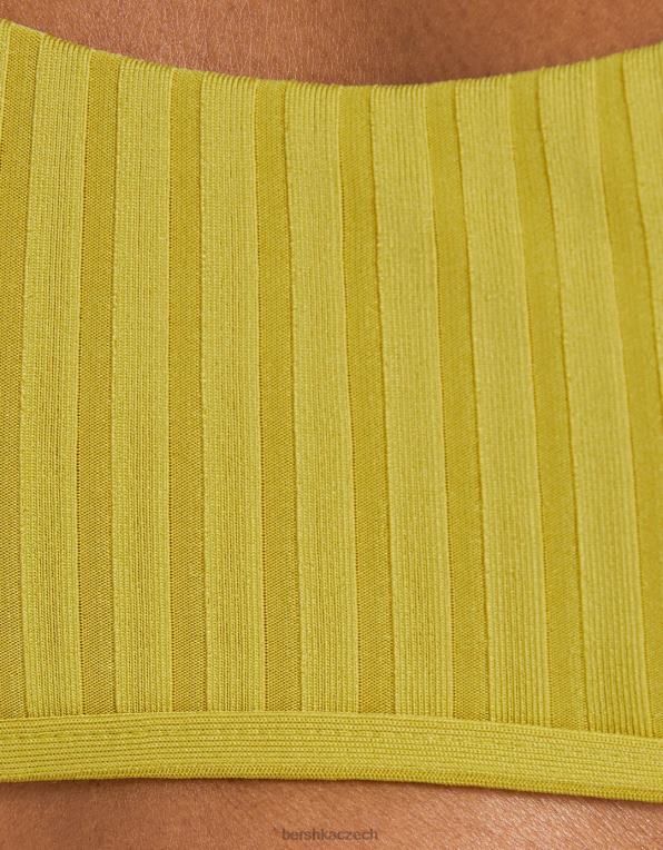 ženy Bershka široký žebrovaný top bikin P88441804 oblečení zelená