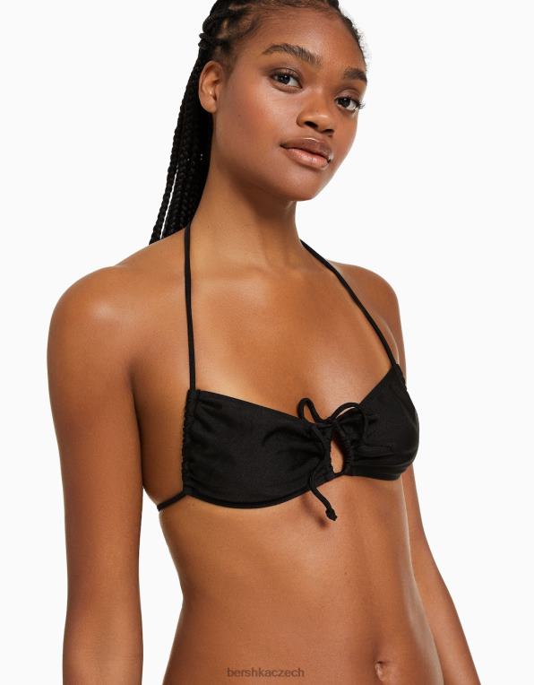 ženy Bershka lesklý top bikin P88441780 oblečení Černá