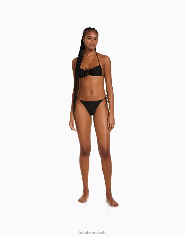 ženy Bershka třpytivé spodní díly bikin s bočními pásky P88441781 oblečení Černá