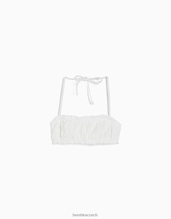 ženy Bershka top bikin se švýcarskou výšivkou P88441791 oblečení bílý