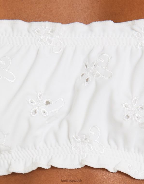 ženy Bershka top bikin se švýcarskou výšivkou P88441791 oblečení bílý