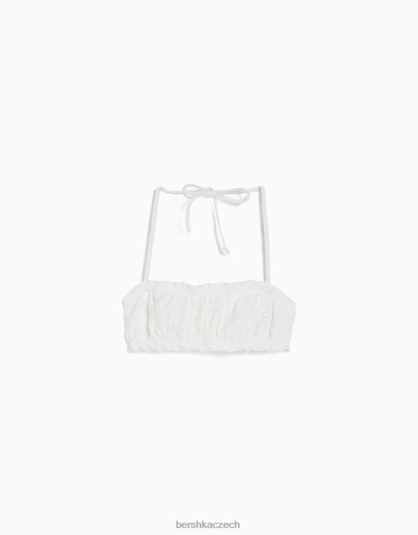 ženy Bershka top bikin se švýcarskou výšivkou P88441792 oblečení bílý