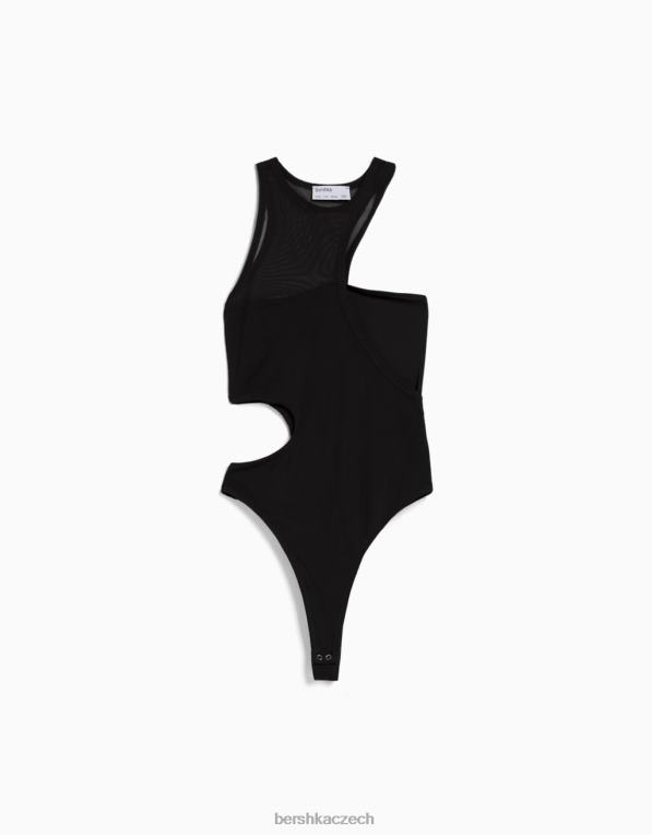 ženy Bershka body bez rukávů s výřezem a detailem síťoviny P8844770 oblečení Černá