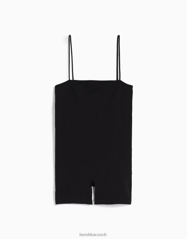 ženy Bershka bezešvá cyklistická kombinéza s hranatým výstřihem P88444087 oblečení Černá