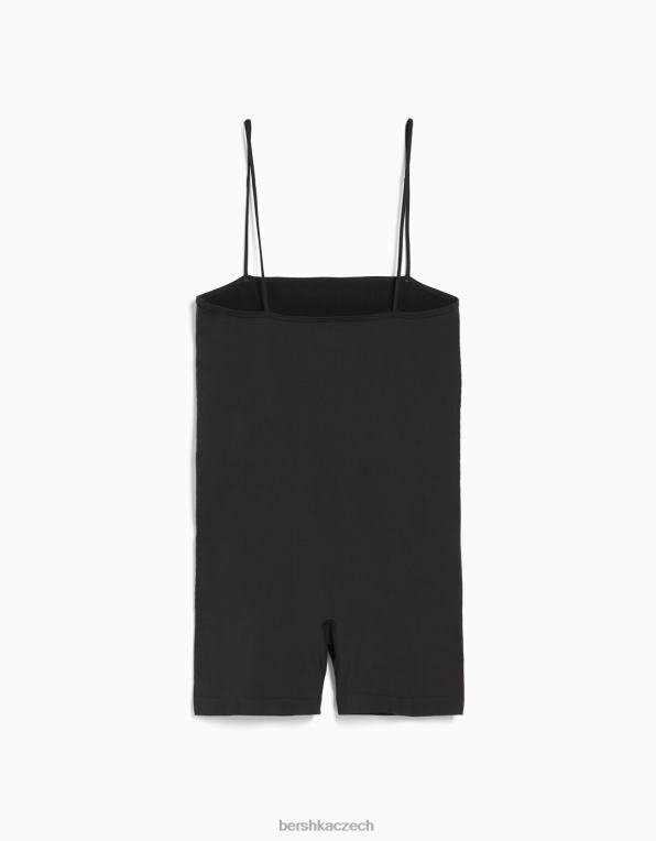 ženy Bershka bezešvá pásková cyklistická kombinéza s hranatým výstřihem P884459 oblečení tmavošedý