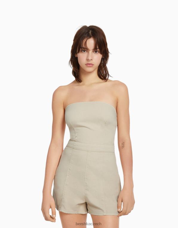 ženy Bershka džínový overal P88444078 oblečení krém