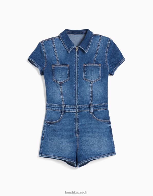 ženy Bershka džínový overal se zipem P884429 oblečení světle modrá