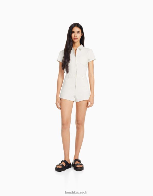 ženy Bershka džínový overal se zipem P884430 oblečení krém