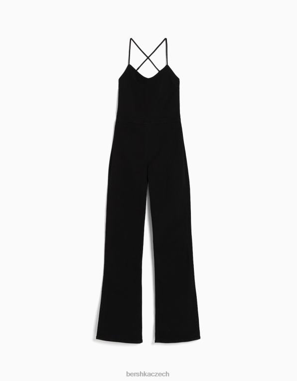 ženy Bershka elastický džínový overal s vykrojenými zády P8844141 oblečení Černá