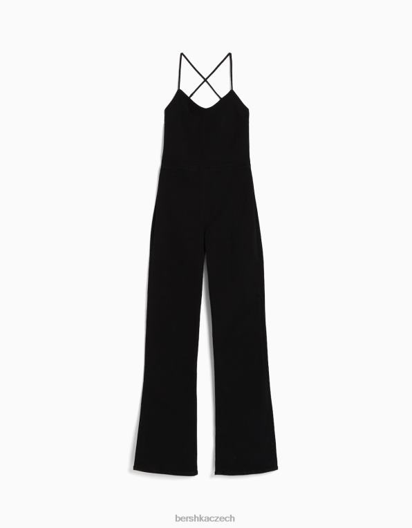 ženy Bershka elastický džínový overal s vykrojenými zády P8844142 oblečení Černá