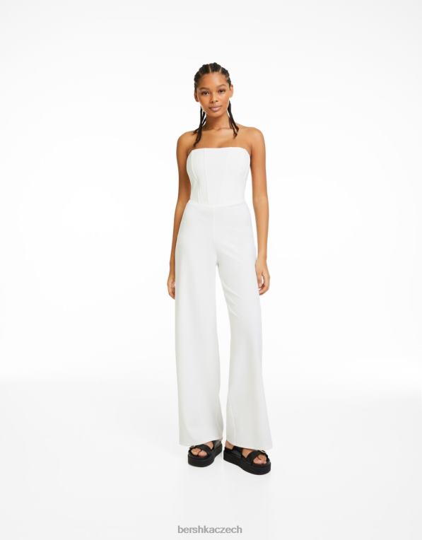 ženy Bershka korzetová bandeau kombinéza P8844216 oblečení bílý