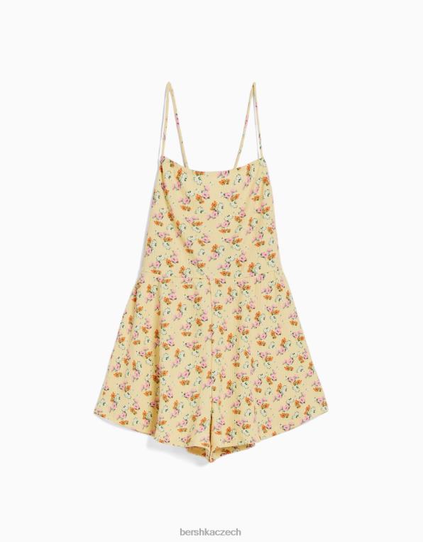 ženy Bershka overal s květinovým potiskem s ramínky P8844275 oblečení žlutá