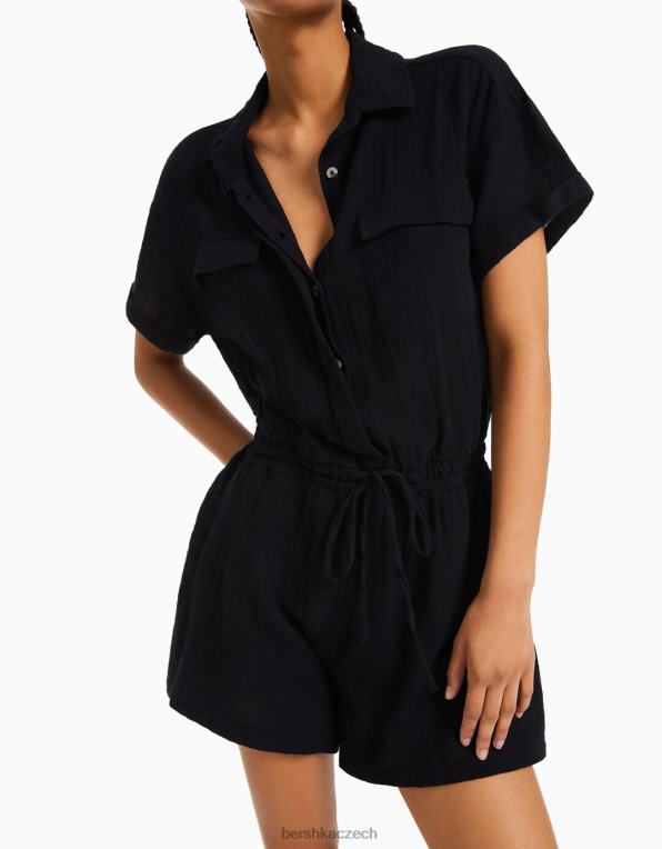 ženy Bershka rustikální užitková kombinéza P8844106 oblečení Černá