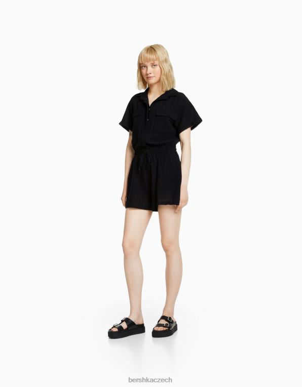 ženy Bershka rustikální užitková kombinéza P88444082 oblečení Černá