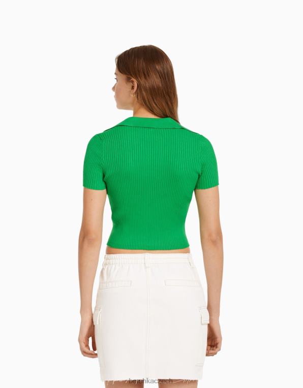 ženy Bershka top s pololímečkem s krátkým rukávem P88441062 oblečení zelená