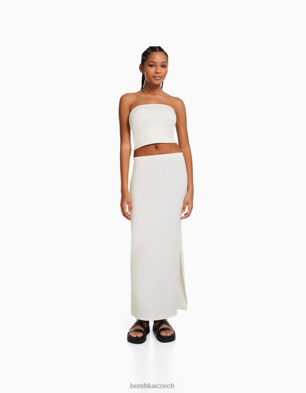 ženy Bershka Sada bandeau top a dlouhé sukně P88442031 oblečení špinavě bílé