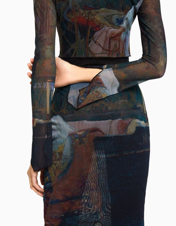 ženy Bershka art series sada tylových triček a sukní P88442051 oblečení Černá