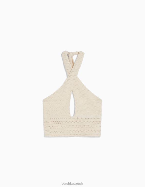 ženy Bershka rustikální háčkovaný komplet top a sukně P88442037 oblečení béžový