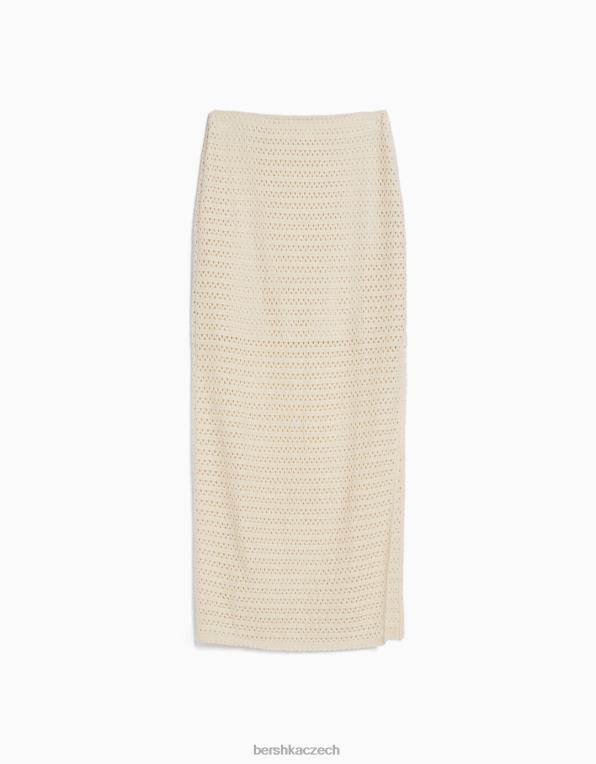 ženy Bershka rustikální háčkovaný komplet top a sukně P88442037 oblečení béžový