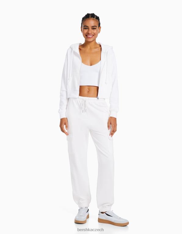 ženy Bershka souprava mikiny a kalhot s kapsami P88442059 oblečení bílý