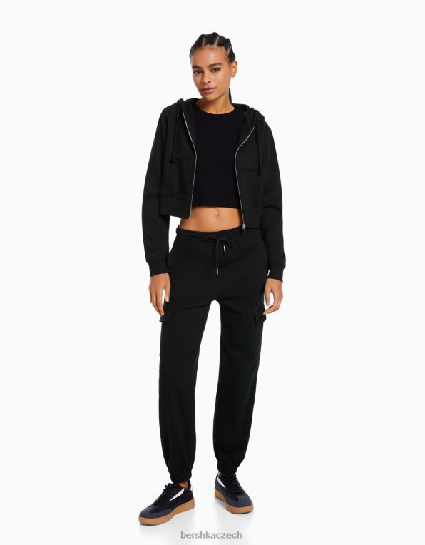 ženy Bershka souprava mikiny a kalhot s kapsami P88442061 oblečení tmavošedý