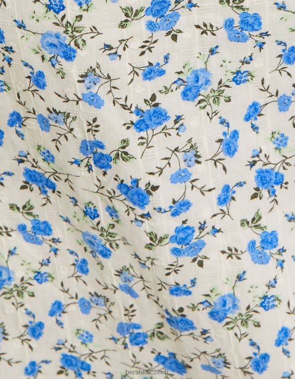 ženy Bershka Midi šaty s květinovým potiskem na ramínka a šněrovací záda P88441927 oblečení vícebarevný