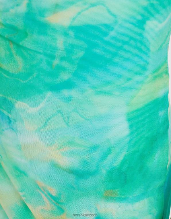 ženy Bershka Midi šaty s potiskem mimo ramena P88441845 oblečení modrý