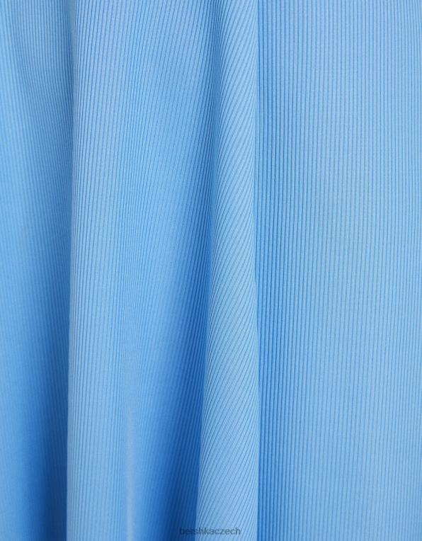 ženy Bershka Mini skater šaty s krátkým rukávem P88444107 oblečení modrý