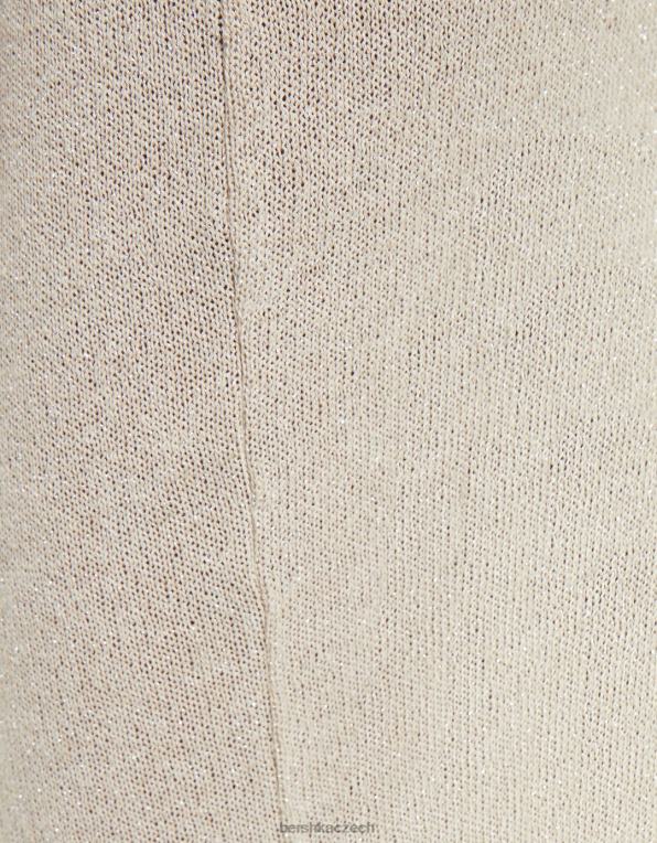 ženy Bershka dlouhé šaty s kamínky P8844200 oblečení písek