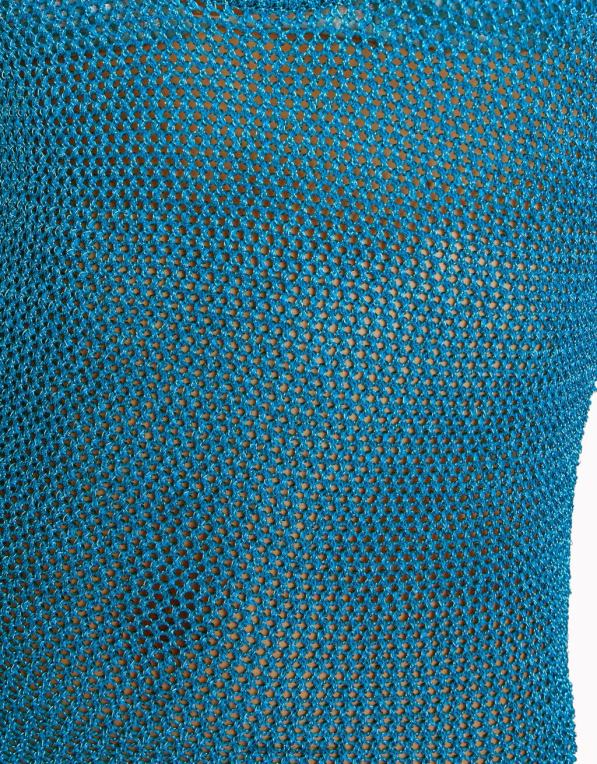 ženy Bershka dlouhé lesklé úpletové šaty na ramínka P88441849 oblečení modrý