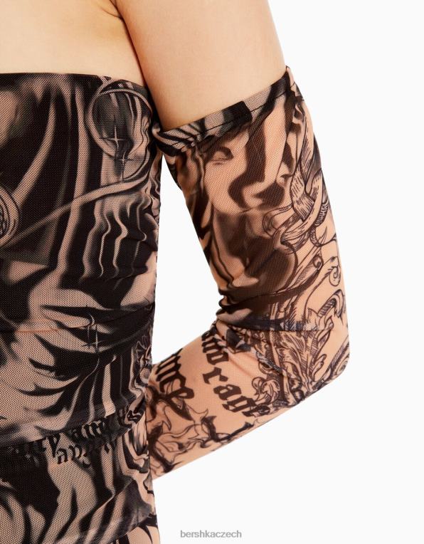 ženy Bershka dlouhé tylové šaty na ramínka P8844245 oblečení růžový