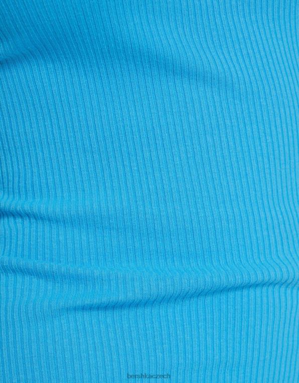 ženy Bershka žebrované midi šaty bez rukávů P88442 oblečení modrý