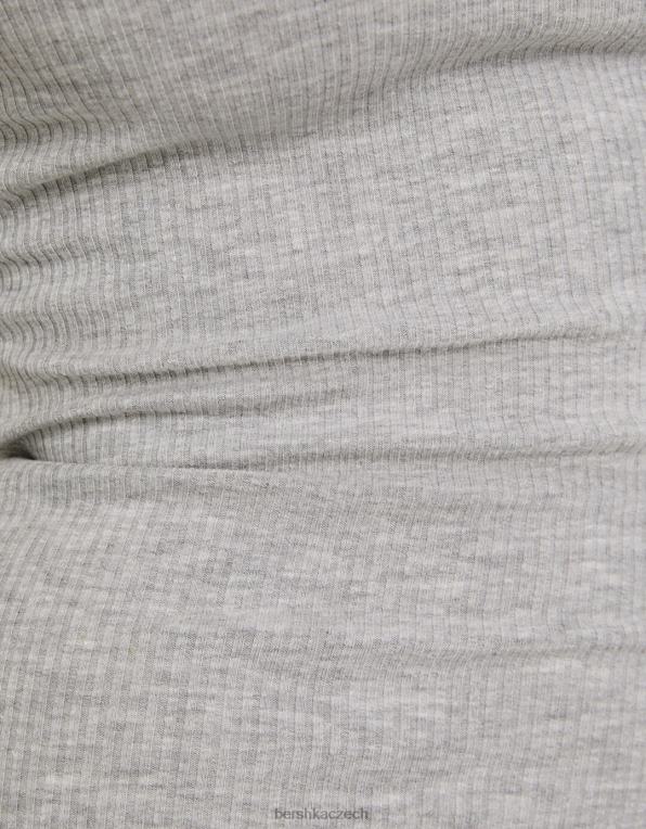 ženy Bershka žebrované midi šaty bez rukávů P88443 oblečení Šedá