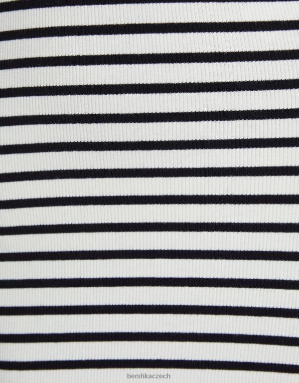 ženy Bershka žebrované minišaty s dlouhým rukávem P8844235 oblečení špinavě bílé