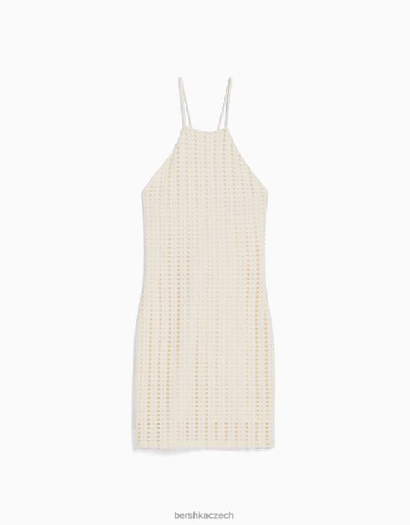 ženy Bershka háčkované minišaty s ohlávkou P88444099 oblečení krém