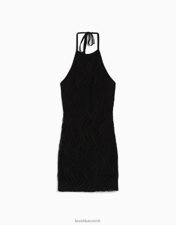 ženy Bershka háčkované minišaty s ohlávkou P88444100 oblečení Černá