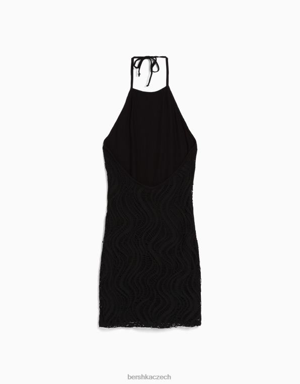 ženy Bershka háčkované minišaty s ohlávkou P88444100 oblečení Černá