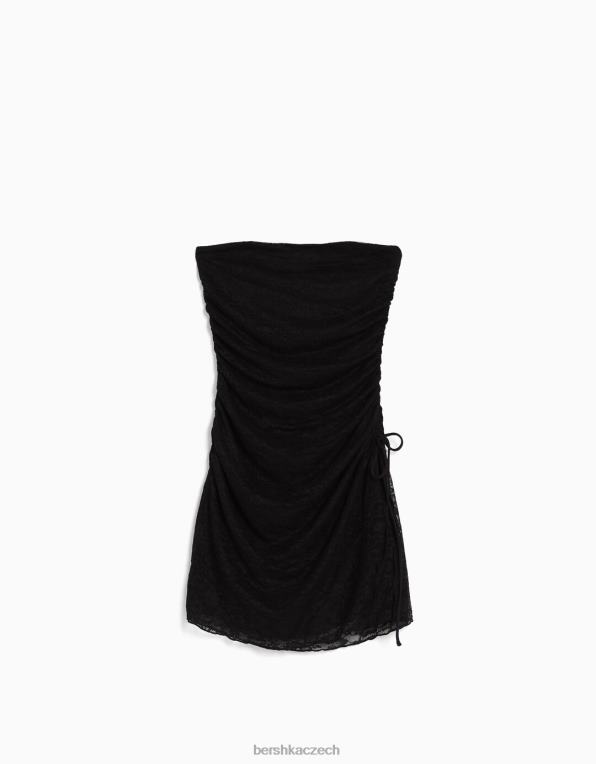 ženy Bershka krajkové minišaty mimo ramena P8844131 oblečení Černá