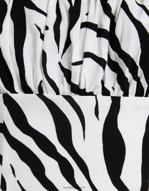 ženy Bershka minišaty na ramínka s potiskem P8844186 oblečení bílý černý
