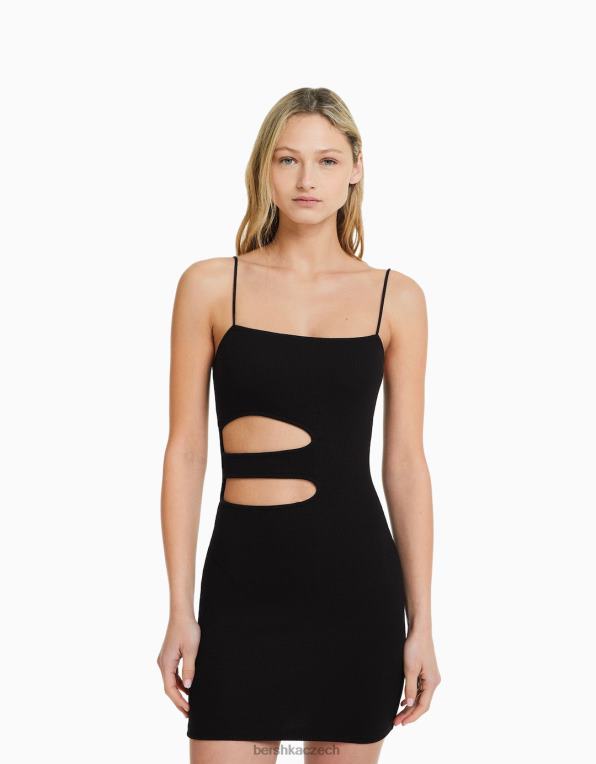 ženy Bershka minišaty na ramínka s vykrojeným detailem P8844228 oblečení Černá