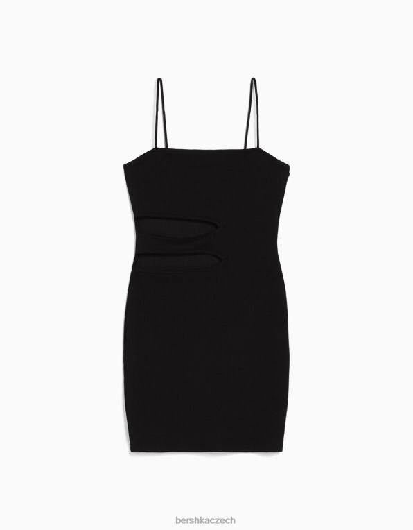 ženy Bershka minišaty na ramínka s vykrojeným detailem P8844228 oblečení Černá