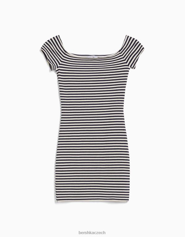 ženy Bershka minišaty s bardot výstřihem P8844205 oblečení bílý