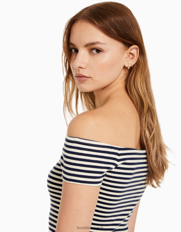 ženy Bershka minišaty s bardot výstřihem P88444069 oblečení bílý