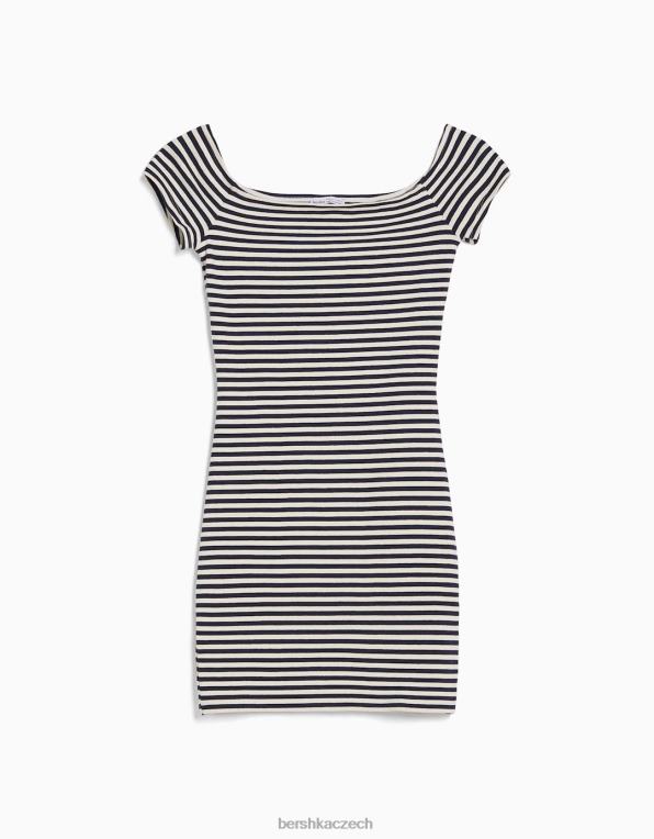 ženy Bershka minišaty s bardot výstřihem P88444069 oblečení bílý