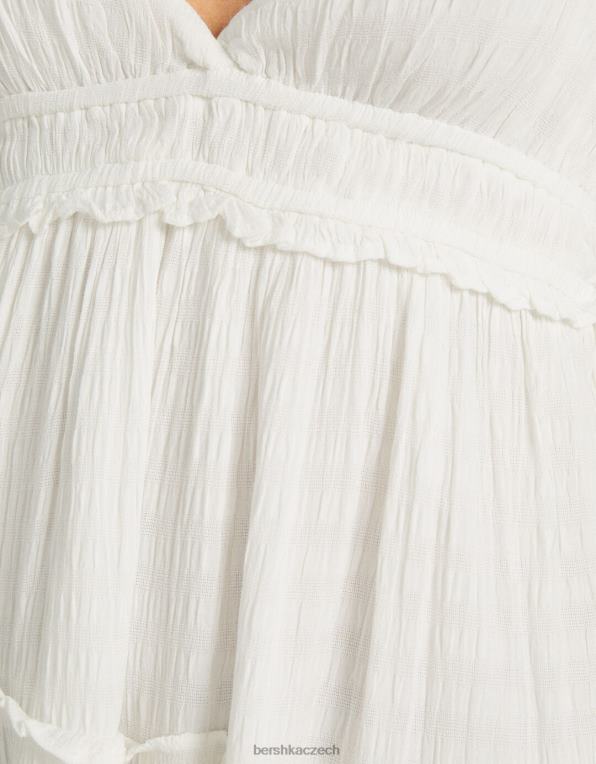 ženy Bershka mini šaty s nařasenými ramínky P884480 oblečení krém